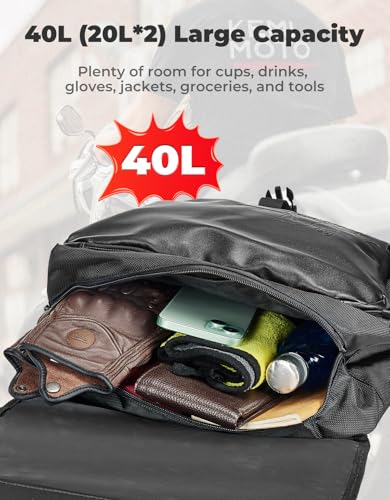 KEMIMOTO Alforjes de motocicleta, bolsas laterais destacáveis de grande capacidade de 40 L, bolsas d