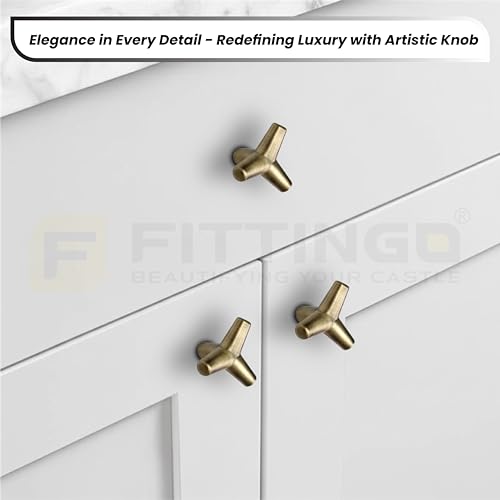 Image of Y Shape Knob for Drawer /Decorative Knobs and Pulls /Drawer Knob /Door Knobs for Drawers (Zinc Alloy /Brass Antique Finish) Pack of 4-| 3 Years Warranty |