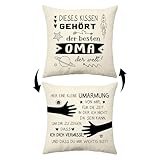 Dieses Kissen Gehört der Besten Oma der Welt Lustige Kissenbezüge für Großmutter Muttertagsgeschenk Weihnachts Geburtstagsgeschenk von Enkelkinder Dekokissen Zierkissenbezug Sofakissen (Oma)