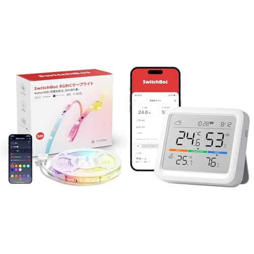 �y�Z�b�g�����zSwitchBot �X�C�b�`�{�b�g RGBIC LED�e�[�v���C�g �A���N�T Matter�Ή� �ԐڏƖ� RGB ���C�g 1600���F ���P�x �d���F �����F �����F �}���`�J���[ ���i�K �������F Wi-Fi Bluetooth�ɑΉ� 5m