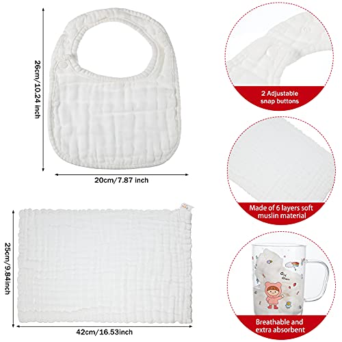 Huukeay 8 Pieces Muslin Burp Cloth Baby Bandana Drool Bibs Set Soft Baby Muslin Washcloths Adjustable Baby Scarf Bibs 6-Layer Absorbent Burp Towels For Baby Infant Newborn Teething And Drooling #TOP5