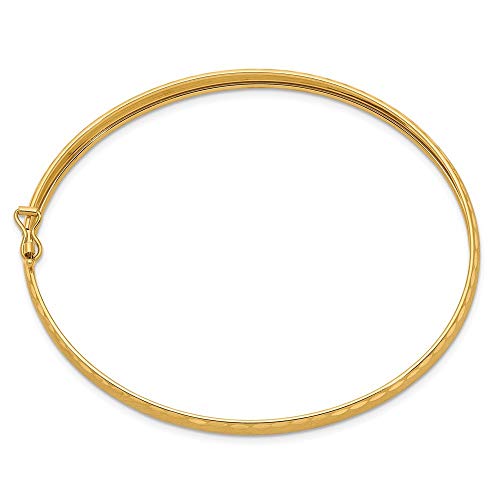 14K Engravable Gold Satin Sparkle Cut Edge Oval Flexible Cuff Stackable Bangle Bracelet Measures 6.5Mm Wide Jewelry Gifts For Women #TOP2