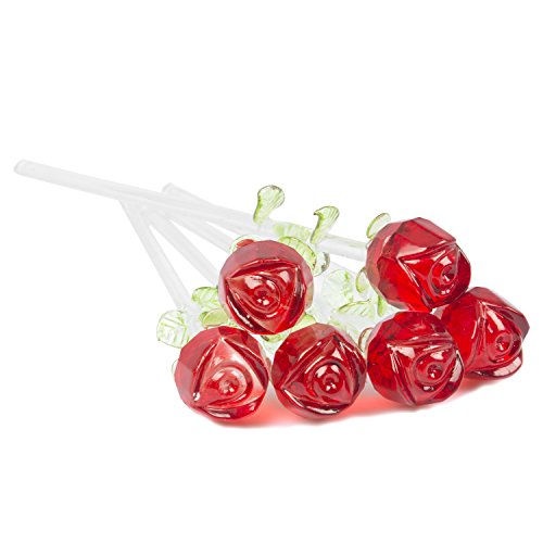 ?Home Essentials Lifelike Glass Roses Bouquet Red,6 Roses,12 inch