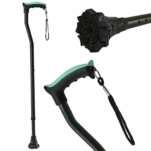 Image of MCP Jindal Premium Height Adjustable Walking Stick (Black) (Thunderbolt-Dynamo-Black)