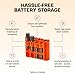 Storacell AA + AAA Combo Battery Storage Caddy and Dispenser (Pack of 2), Orange, Holds 4 AA + 4 AAA Batteries (Not Included), Durable & Compact Design, The Original Battery Caddy, Made in USA