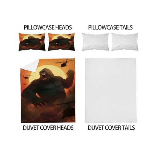 Housse de couette gorilla 200x200 parure de lit animale en microfibre - 4