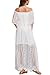 Cercis Womens Off The Shoulder White Floral Lace Maxi Wedding Dress Boho Flowy Brides Bridesmaid Wedding Guest Formal Long Dress