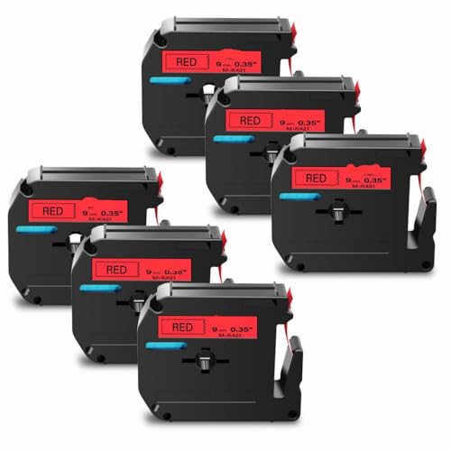 12mm ���n�ɍ��̃��x���e�[�v PT-100 PT-65 M-K231 MK231 M231 �ƌ݊�������(6PK Black on Red)