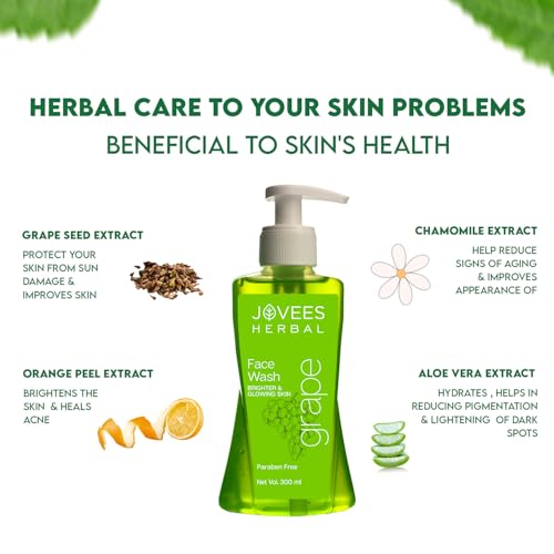 Image of Jovees Herbal Grape Face Wash With Grape Seed & Orange Peel Extracts | For Brighter & Glowing Skin | Reduces Uneven Skin Tone & Fine Lines | For All Skin Types 300ml