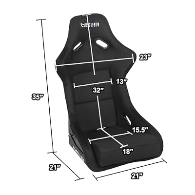 NRG Innovations NRG-FRP-300BK Fiber Glass Fixed Back Bucket Racing Seat (Large), 4/5 pt Harness Compatibility, Black Seat Cover, 23W X 18 D X 35 H