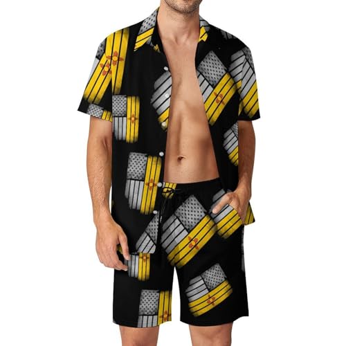 Camisa con botones y pantalones cortos de hombre para evitar el calor con estilo retro