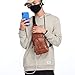 BULLCAPTAIN Genuine Leather Sling Bag with USB Charging Port Multi-pocket Chest Bag for Men Hiking Travel Daypack XB-129(Brown)