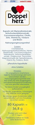 Doppelherz Leber plus – Mit Cholin als Beitrag zum Erhalt der normalen Leberfunktion sowie eines normalen Fettstoffwechsels – 80 Kapseln