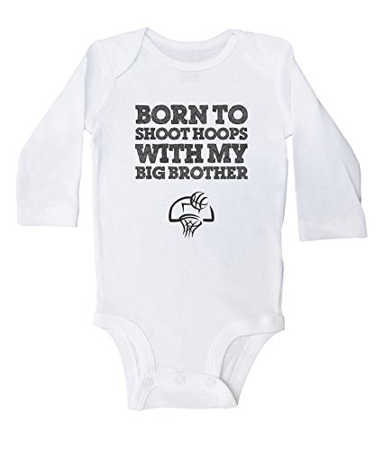 Image of Baffle Basketball Onesie Baby/BORN TO SHOOT HOOPS WITH MY BIG BROTHER