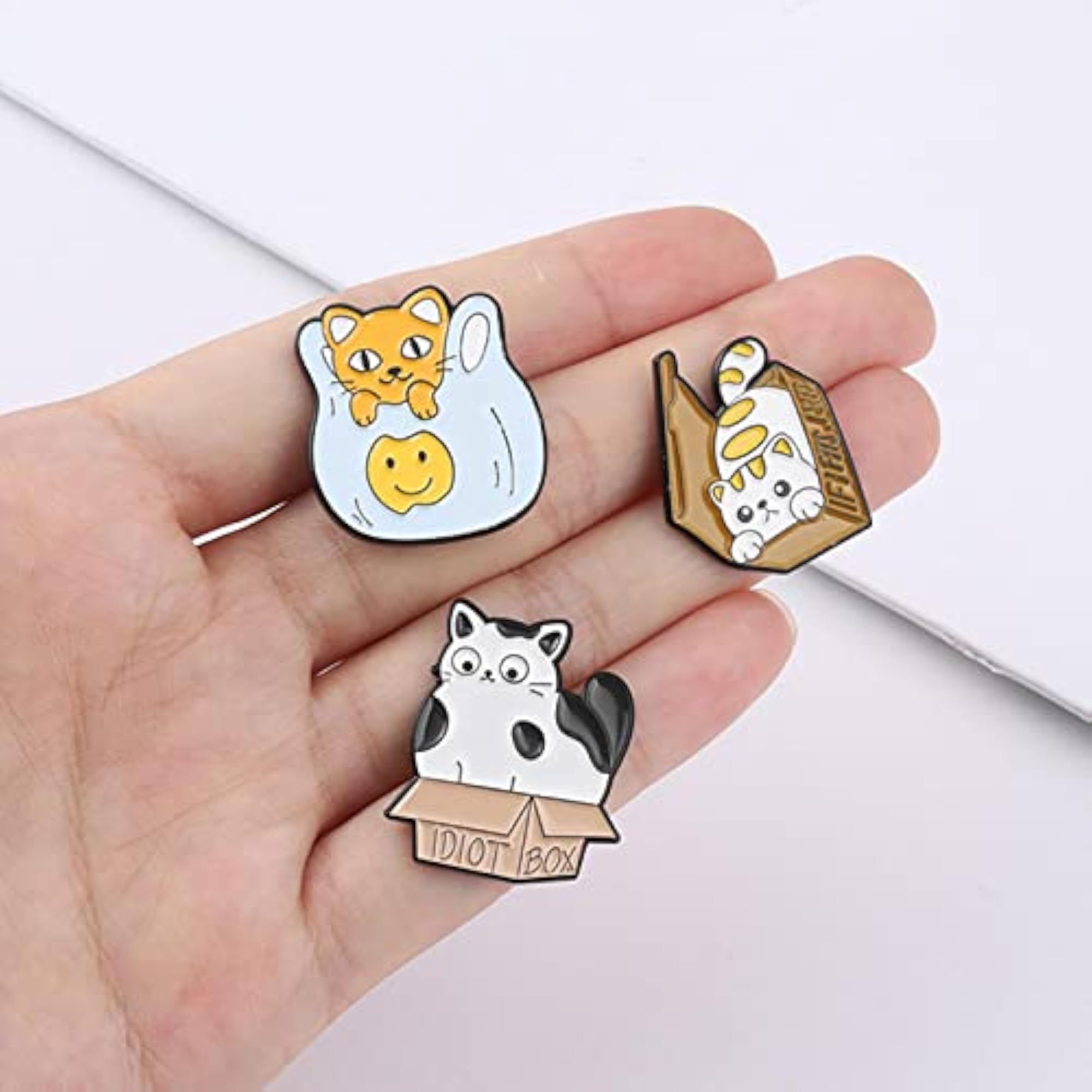 5 Pieces Cartoon Cat Enamel Brooches Jewelry Pins
