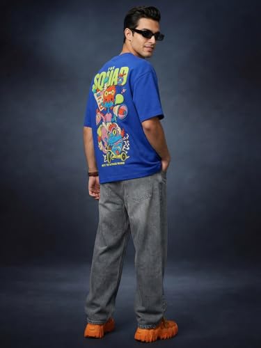 Image of Veirdo Oversized Baggy Fit Drop Shoulder Graphic Printed Design Half Sleeve T-Shirt for Men (Available Sizes: S to 2XL)
