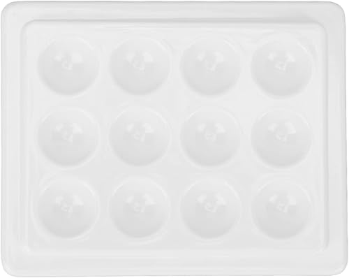 Paleta de pintura de porcelana, suave y reutilizable de 12 pocillos, paleta de pintura de acuarela de color blanco puro con cubierta para artistas