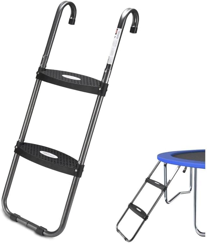 HBTower Trampoline Ladder with Horizontal and Wide Steps Universal Hook UV Treated Steel 220 lbs Capacity Trampoline Accessories for Children Kids