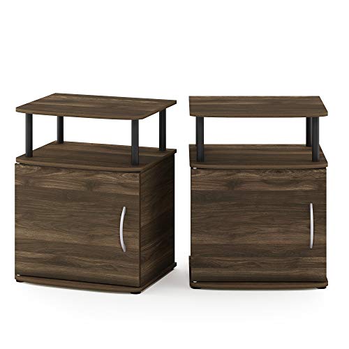 Image of Furinno Jaya 2-Tier Side Table Set of 2, with Open Shelf, Columbia Walnut
