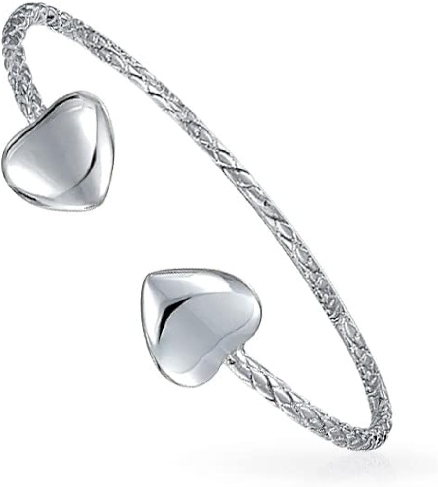 Bling Jewelry Boho Western Arrow Heart Tips Twist Design Stackable West Indian Bangles Bracelet For Women Teens Solid .925 Sterling Silver Strong 7.5 Inch Wrist