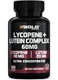 Lycopene + Lutein Supplement 60mg | Lycopene 40mg from Tomato & Lutein 20mg from Marigold Extract - 2-in-1 Ultra-Concentrated Health Supplements | Non-GMO & Gluten Free - 180 Veggie Caps Made in USA