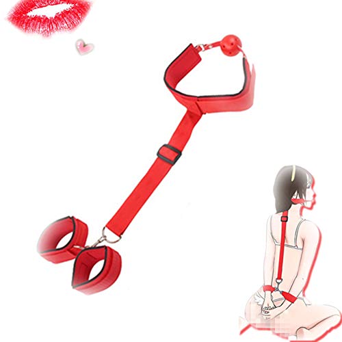 Bola de Silicona inversa, con Ropa de Cama, menottes para Mujer (Rojo)