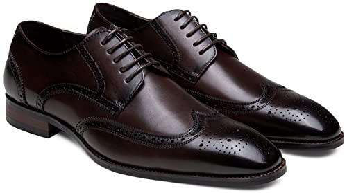 Image of Jousen Men's Dress Shoes Leather Oxford Formal Derby Shoes | Smooth Leather,Retro Plain Toe,All-Day Comfort,Office Work,Wedding Party,Business Meeting,Date Night