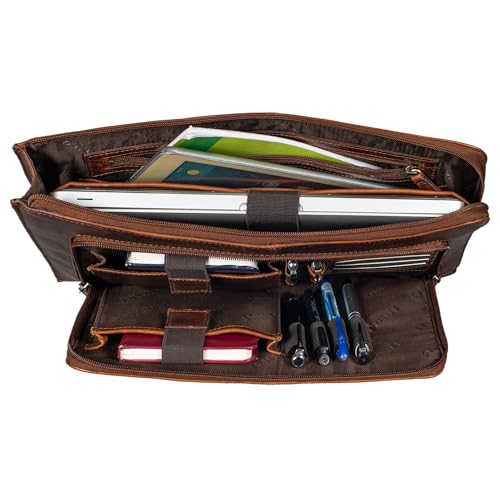 Portfolio Serviette Porte Document Cuir Véritable de Haute Qualité - 4