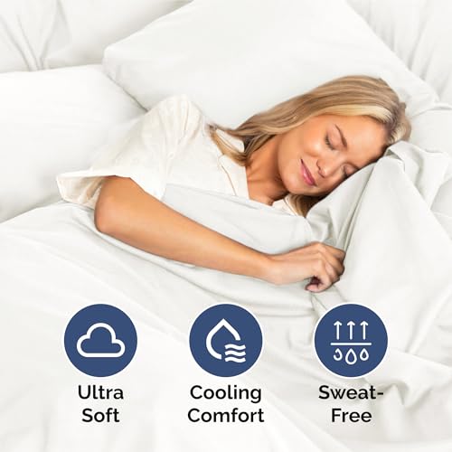 Image of King Size 4 Piece Sheet Set - Ultra Soft & Cooling Sheets - Antique White