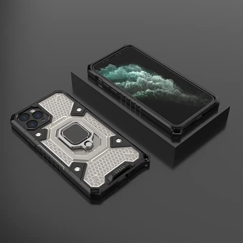 Image of zivite Thermoplastic Polyurethane Tough Armor Bumper Back Case Cover For iPhone 11 Pro|Ring Holder & Kickstand In-Built|360 Degree Protection Back Case Cover For iPhone 11 Pro (Black)