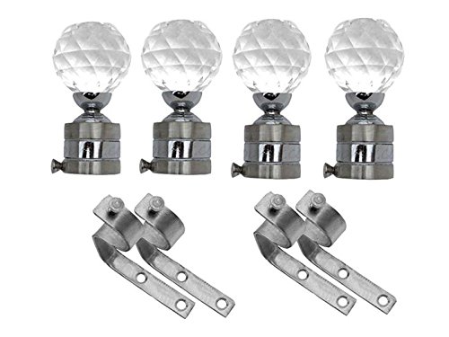 Smart Shophar Stainless Steel and Glass Blast Curtain Bracket 4 Inches Silver Pack of 2 Sets