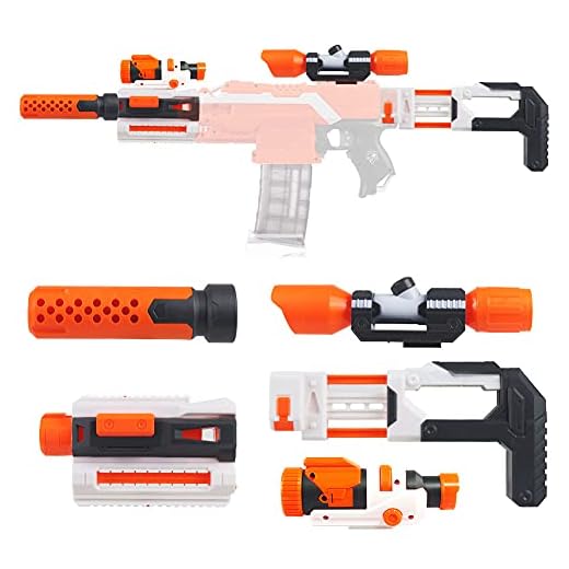 Kits de actualización para Nerf, Accesorios de modificación con Decoración Tubo Frontal Adaptador de Tubo Linterna Scope Shoulder Stock para Nerf Stryfe/Retaliator/Modulus/Motorized/Regulator