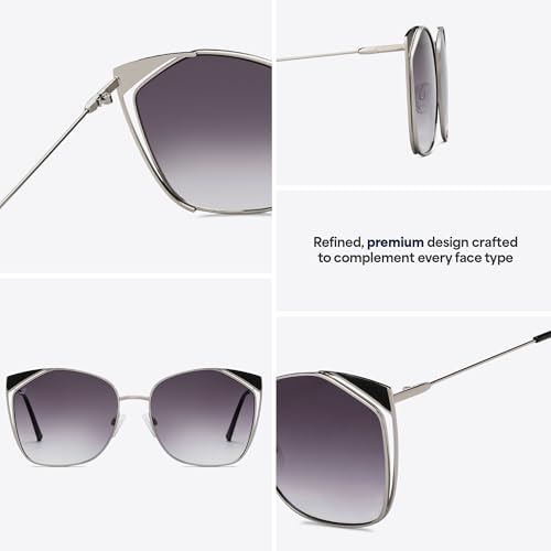 Image of Vincent Chase By Lenskart | Silver Pink Full Rim Cat Eye | Economic Range | Branded and Stylish Sunglasses | 100% UV Protected | Women | Large | VC S15795