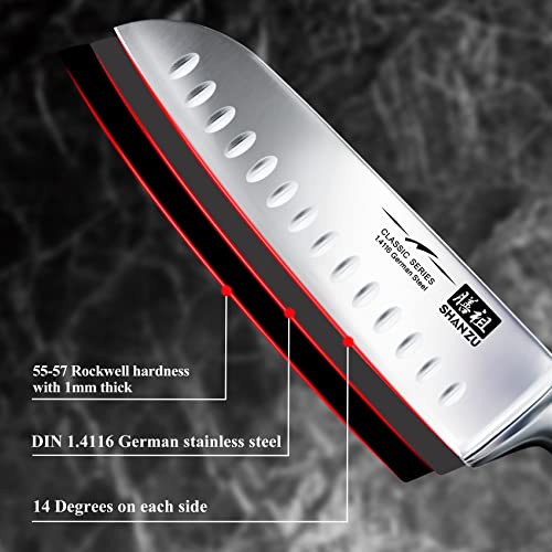 SHAN ZU Küchenmesser Set mit Block, 14-teiliges professionelles Deutsches Kochmesser Block Set mit Wetzstahl, Messersets für Küche mit Block – Ansicht 4