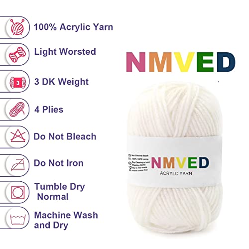 Acrylic Yarn Skeins,98 Yards Of Soft Yarn For Crocheting And Knitting Craft Project, Assorted Starter Crochet Kit Yarn Bulk For Adults And Kids（White） #TOP2
