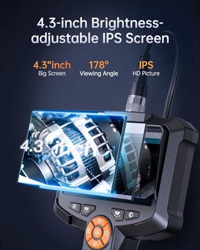 Endoscope Inspection Camera, AOPICK 4.3'' IPS Screen 1080P HD Borescope Inspection Camera with 8 LED Lights, Handheld IP67 Waterproof DrainCamera, 16.5ft Semi-Rigid Cable, Gadgets for Men 2 Endoscope Inspection Camera, AOPICK 4.3'' IPS Screen 1080P HD Borescope Inspection Camera with 8 LED Lights, Handheld IP67 Waterproof DrainCamera, 16.5ft Semi-Rigid Cable, Gadgets for Men - Image 2