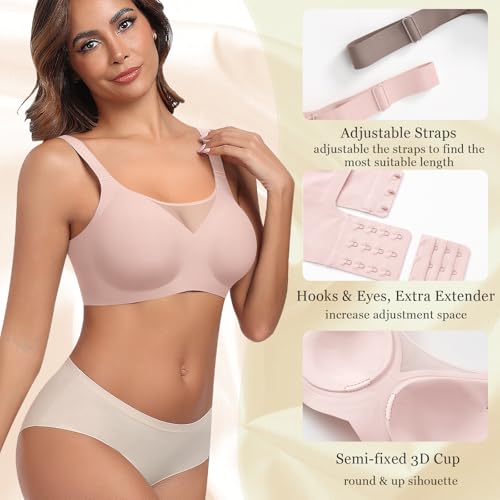 Image of Ganado Seamless Wireless Bras for Women No Underwire Bras Supportive Bralette Padded Comfort T Shirt Bra