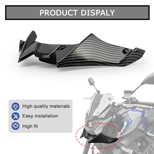 Frontverkleidung Spoiler Schnabel Nose Cone Verlängerung Cover Extender für Yamaha MT09 V3 2022-2023, PSLER Aerodynamische Flügel Deflektor Cowl Trim Zubehör(Carbonfaser)