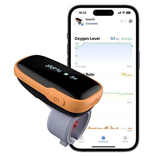 Vibeat Wearo2 Pulse Oximeter Bluetooth - Oxygen Meter For Continuous Blood Oxygen And Heart Rate Tracking, Wearable Finger Oxygen Monitor With Reminder & Free App, Fsa/Hsa Eligible #TOP2