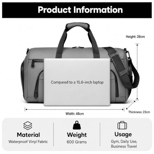 Image of CAVALO - Be Unique Water Resistant Duffle Bag for Gym, Travel and Business Men & Women | Cabin Size Weekender Bag with Dedicated Ventilated Shoe Compartment, Wet Pouch & Luggage Sleeve