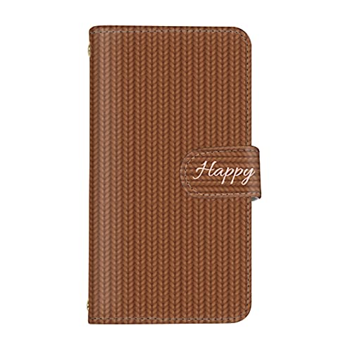 スマ通 iPhone17ProMax 対応 ケース 手帳型 携帯 ケース カードポケット&ミラー ニット柄 ショートチェーン付き スタンド付き ストラップ穴 アイフォン シックスセブン プロ マックス用 Pro Max (G-Brown) vc-050-c