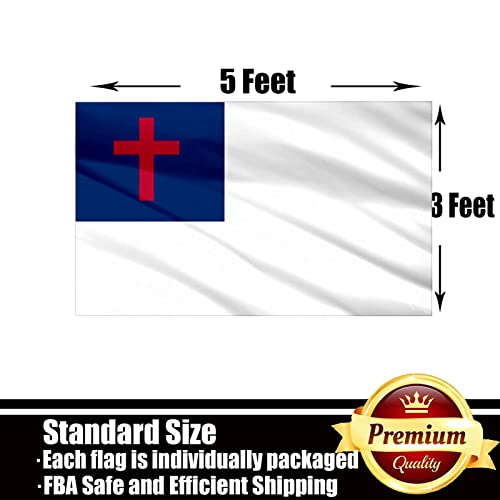 Christian Jesus Cross Flag 3X5 Outdoor Double Sided 3 Ply-Vivid Color Clear Pattern Reinforcement Sewing Durable Polyester With 2 Brass Grommets #TOP5