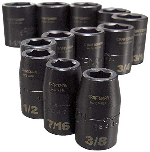 Craftsman 9-15884 6 Point 1/2-Inch Drive Standard Easy to Read Impact Socket Set, 12-Piece