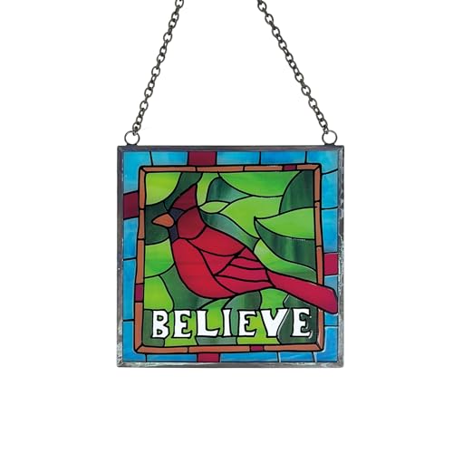 Enesco Our Name is Mud Cardinal Believe Hanging Window Suncatcher, 4.5 Inch, Multicolor
