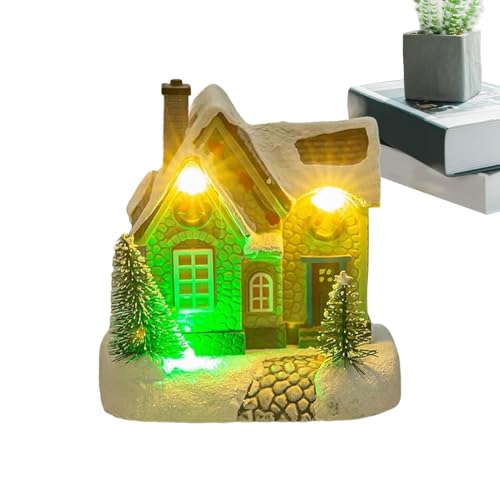 Conjuntos de vilas de Natal,Casas de Natal - Casas de vila de Natal iluminadas por LED,Resin Village