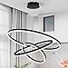 Benkut D31.5 3 Rings Modern LED Chandelier Black Dimmable LED Pendant ...