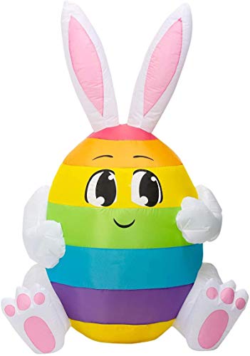 Lapin de Pâques gonflable 10m géant avec oeufs colorés et décoration lumineuse LED prise UE