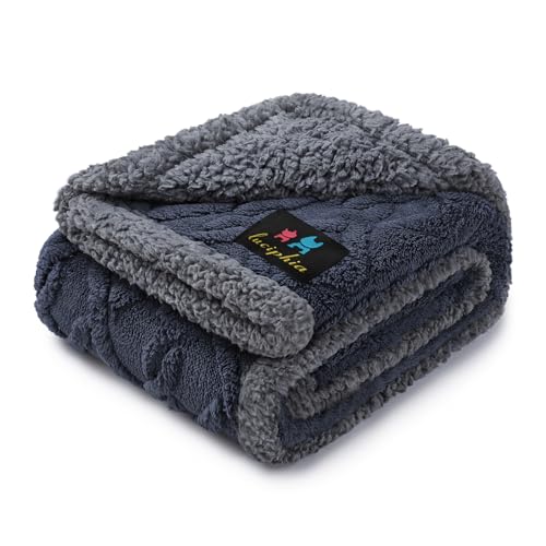 Image of Luciphia Waterproof Pet Blanket, Liquid Pee Proof Dog Blankets for Sofa Bed Couch, Reversible Sherpa Fleece Furniture Protector Cover for Small Medium Large Dogs Cats,Dark Grey Medium(57 inch x 40 inch)