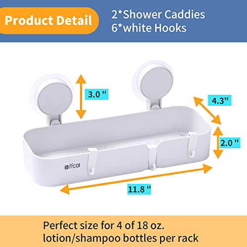 2 Pack Suction Cup Shower Caddy Corner Shower Organizer Suction Shower Caddy Shelf Rack Adhesive Storage, Plastic Basket Shower Organization For Inside Shower, Shampoo Holder For Wall For Bathroom, Kitchen (Rectangle, 2) #TOP2