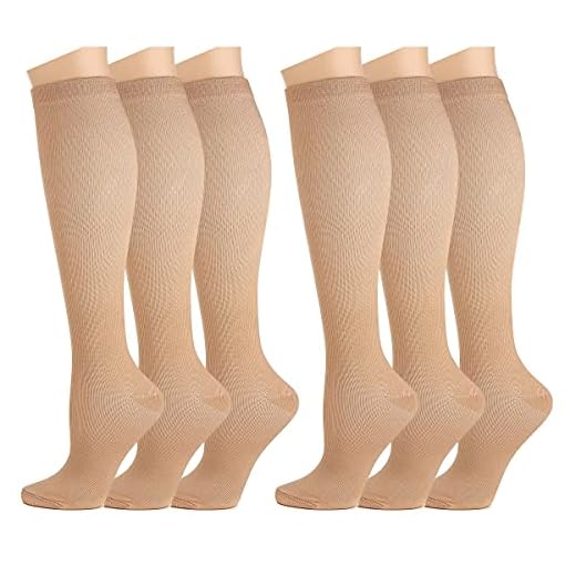 Kuzimua 6 Pares Calcetines/ Medias de Compresión para Hombres y Mujeres, Running, Deporte, Correr, Senderismo, Volar, Viajar, Varicosas, Embarazo y Médicos (Marrón, m)